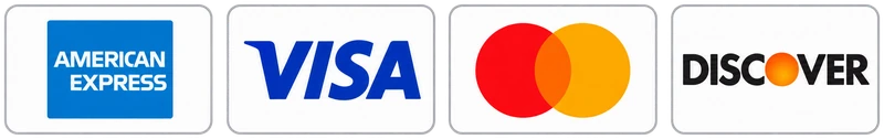 American Express, Visa, Mastercard, and Discover accepted.